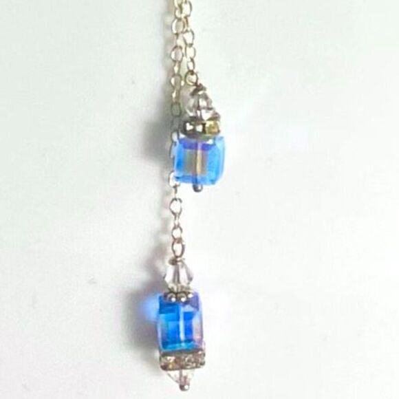 AIC# Sterling & Ice Blue Crystal Necklace - Picture 5 of 11